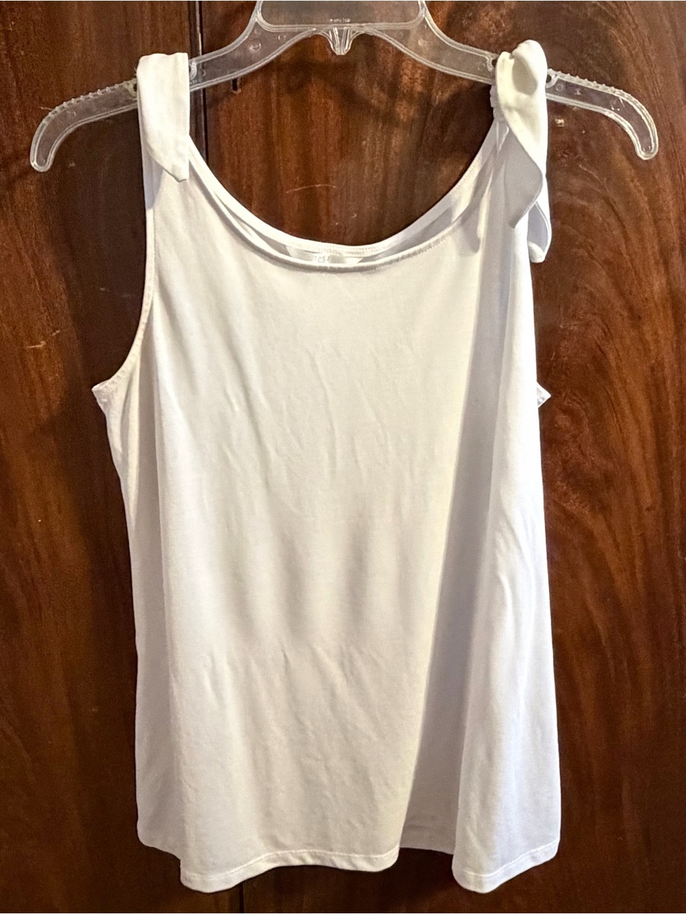 Time and Tru White Tie-Shoulder Tank Top